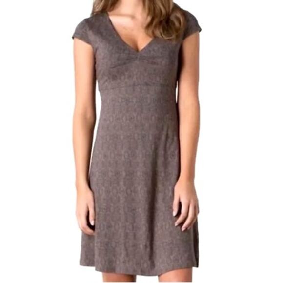 Toad & Co. Horny toad Rosmarie geometric print dress brown size medium M - Picture 2 of 6